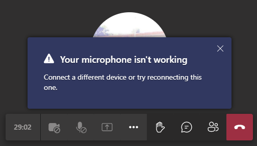 your mic isn't working message