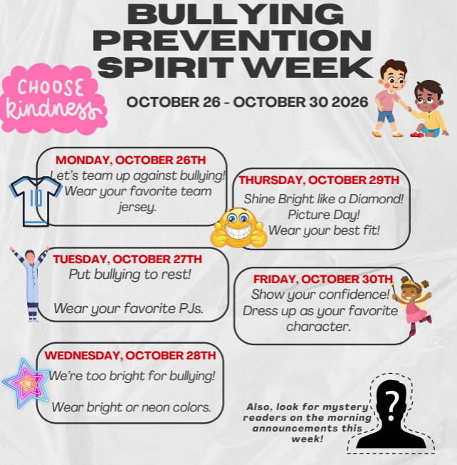 bully prevention spirit week flyer
